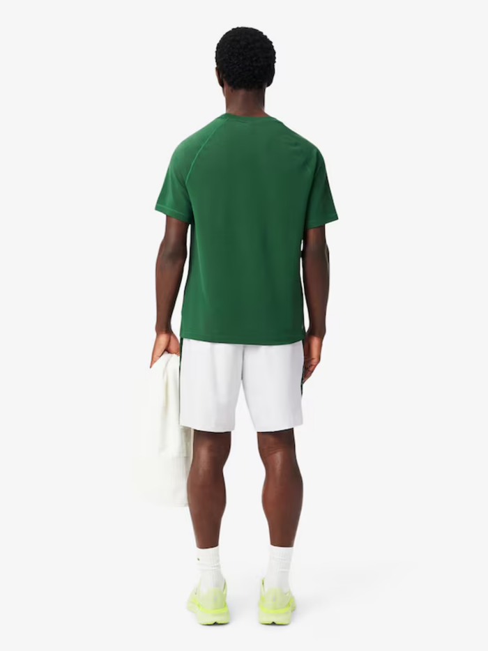 LACOSTE Diamond Taffeta Band Accent Sport Shorts White/Green - MAISONDEFASHION.COM