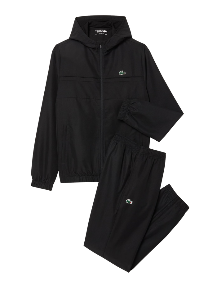 LACOSTE Diamond Taffeta Sport Tracksuit Black - MAISONDEFASHION.COM