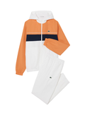 LACOSTE Diamond Taffeta Sport Tracksuit White/Orange - MAISONDEFASHION.COM