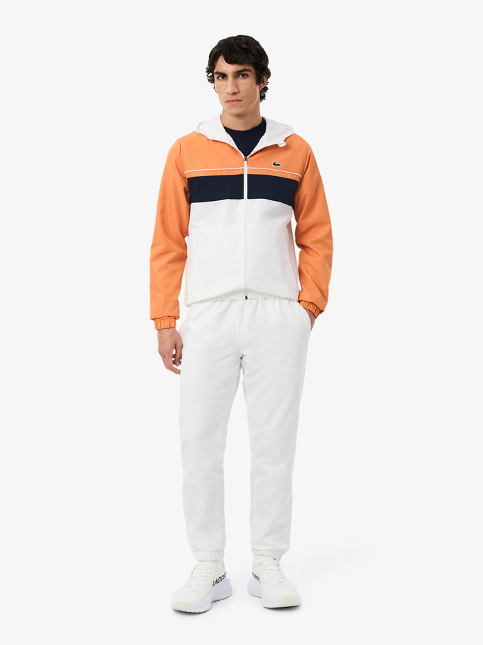 LACOSTE Diamond Taffeta Sport Tracksuit White/Orange - MAISONDEFASHION.COM