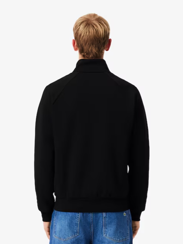 LACOSTE Double Face Jersey Zipped Sweatshirt Black - MAISONDEFASHION.COM