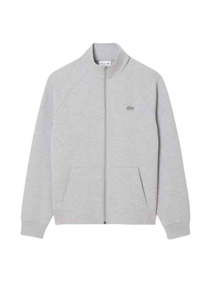 LACOSTE Double Face Jersey Zipped Sweatshirt Light Grey - MAISONDEFASHION.COM