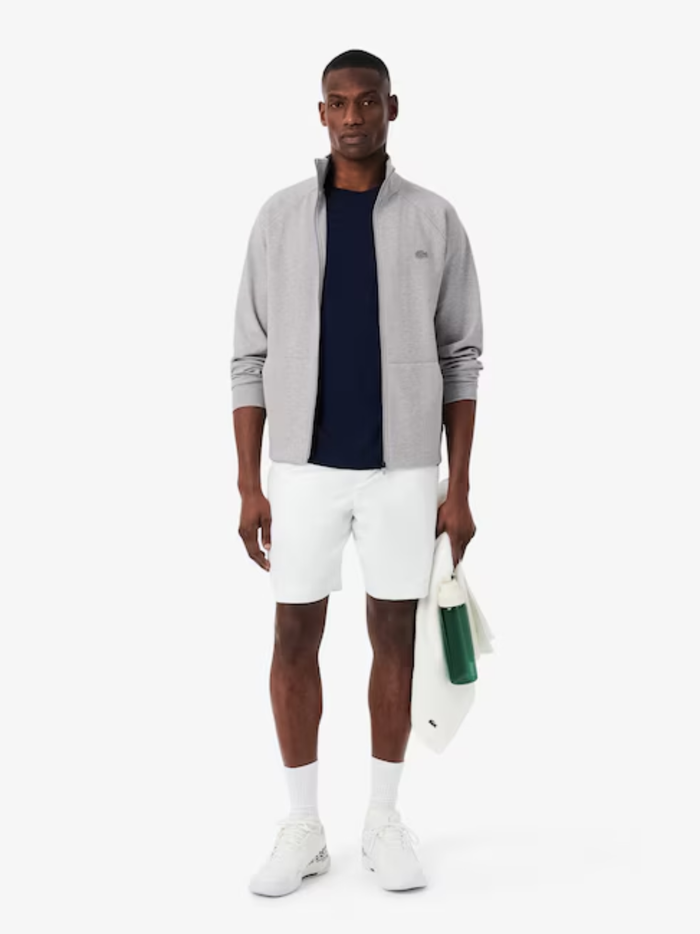 LACOSTE Double Face Jersey Zipped Sweatshirt Light Grey - MAISONDEFASHION.COM