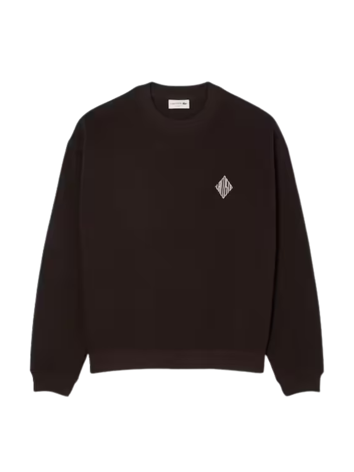 LACOSTE Double Face Piqué Badge Sweatshirt Brown - MAISONDEFASHION.COM