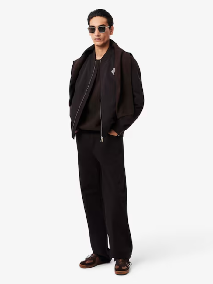 LACOSTE Double Face Piqué Badge Sweatshirt Brown - MAISONDEFASHION.COM