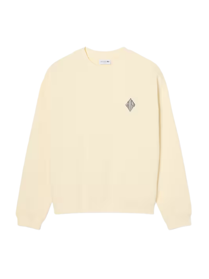 LACOSTE Double Face Piqué Badge Sweatshirt Lemon Beige - MAISONDEFASHION.COM