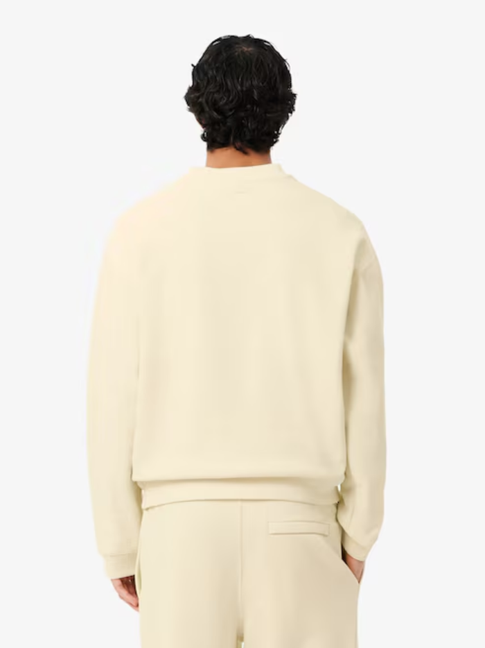 LACOSTE Double Face Piqué Badge Sweatshirt Lemon Beige - MAISONDEFASHION.COM