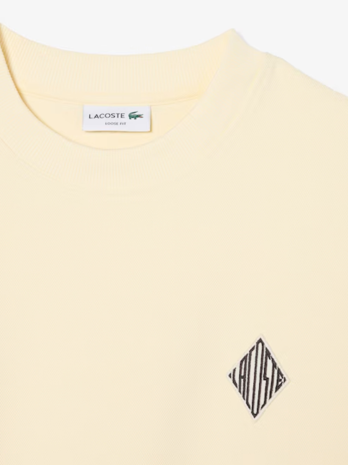 LACOSTE Double Face Piqué Badge Sweatshirt Lemon Beige - MAISONDEFASHION.COM