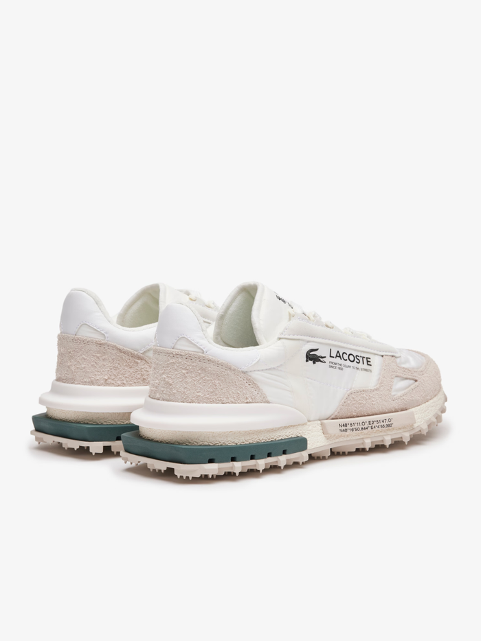 LACOSTE Elite Active Sneakers in White/Dark Green - top-down view showing lace-up closure and interior construction