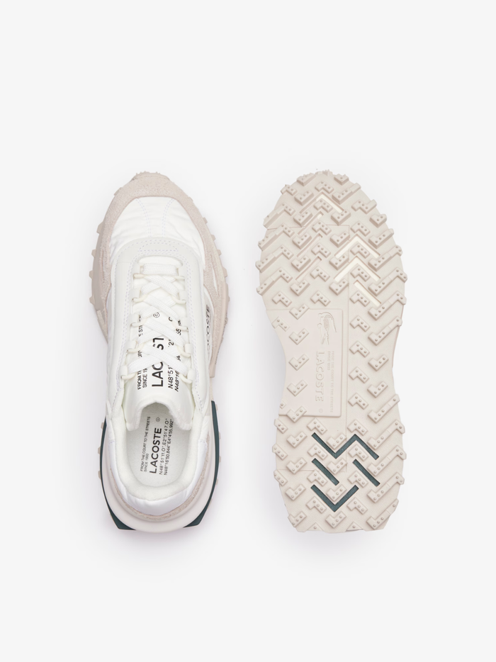 LACOSTE Elite Active Sneakers in White/Dark Green - sole view displaying athletic outsole pattern and grip technology