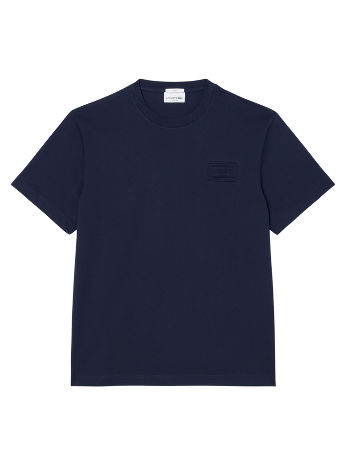 LACOSTE Embossed Branding Cotton T-shirt Midnight Blue - MAISONDEFASHION.COM