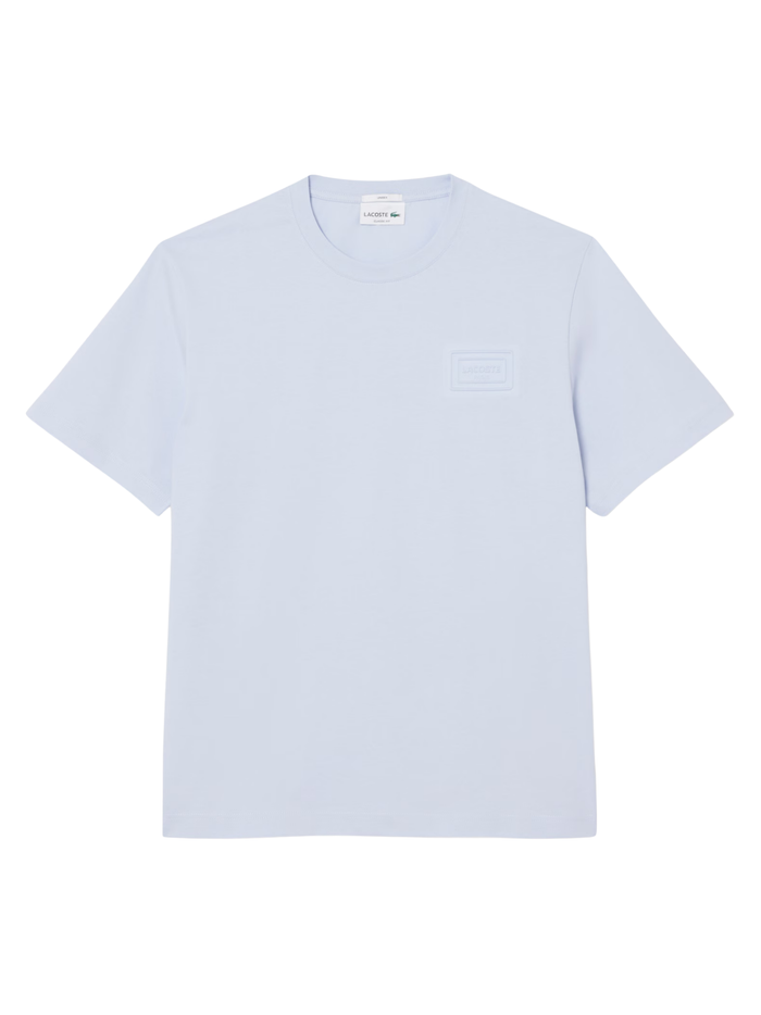 LACOSTE Embossed Branding Jersey T-shirt Light Blue - MAISONDEFASHION.COM