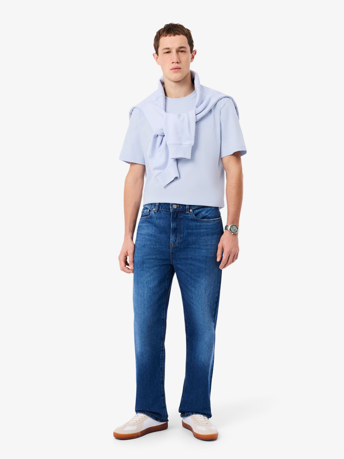 LACOSTE Embossed Branding Jersey T-shirt Light Blue - MAISONDEFASHION.COM