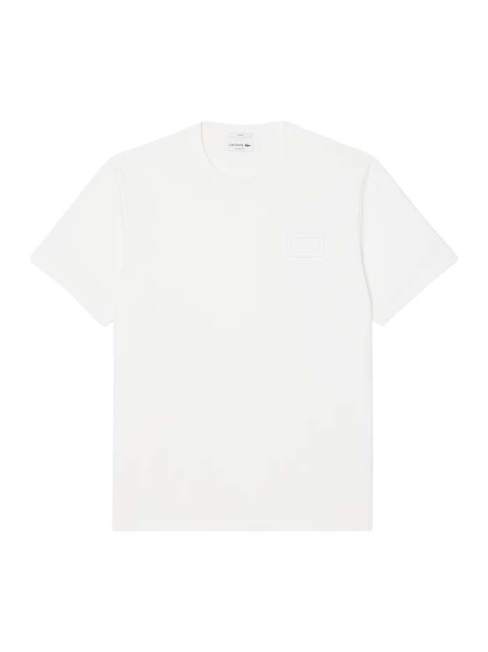 LACOSTE Embossed Branding Jersey T-shirt White - MAISONDEFASHION.COM