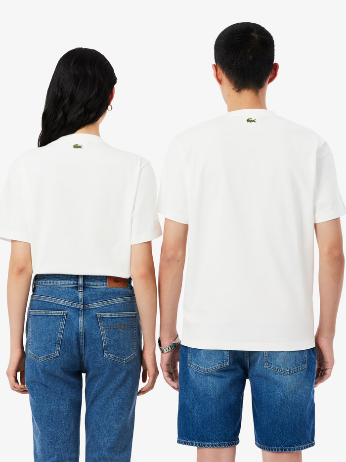 LACOSTE Embossed Branding Jersey T-shirt White - MAISONDEFASHION.COM