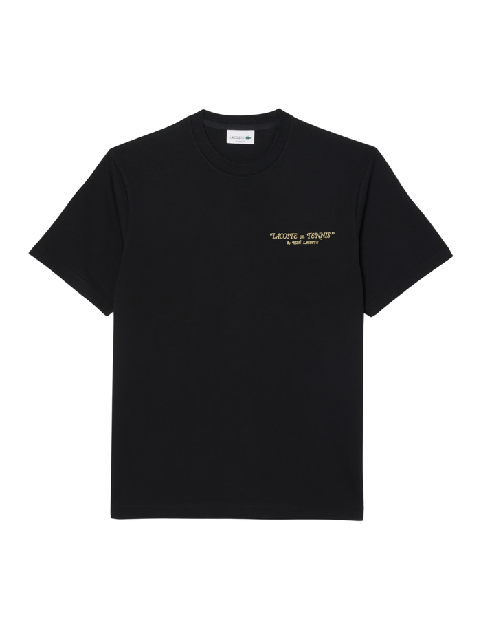 LACOSTE Embroidered Cotton T-shirt Black - MAISONDEFASHION.COM