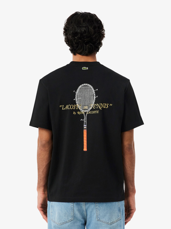 LACOSTE Embroidered Cotton T-shirt Black - MAISONDEFASHION.COM