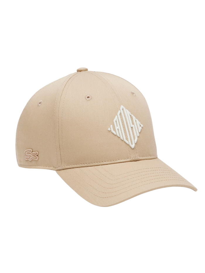 LACOSTE Embroidered Cotton Twill Cap Beige - MAISONDEFASHION.COM