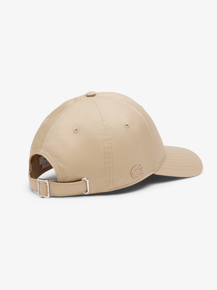 LACOSTE Embroidered Cotton Twill Cap Beige - MAISONDEFASHION.COM