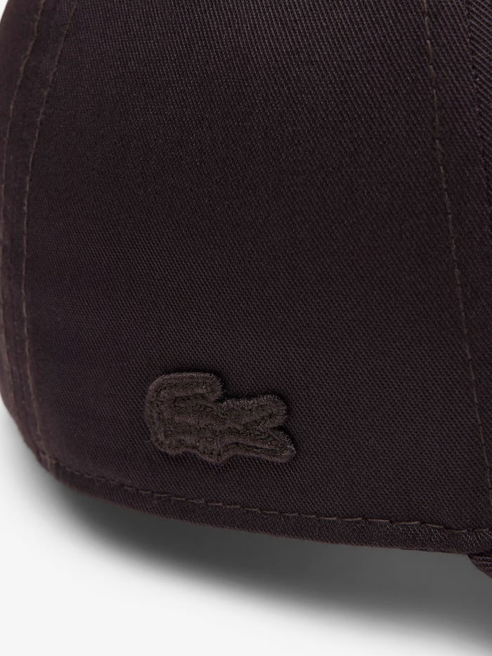 LACOSTE Embroidered Cotton Twill Cap Brown - MAISONDEFASHION.COM