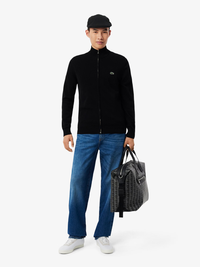 LACOSTE Embroidered Crocodile Petit Piqué Beret Black