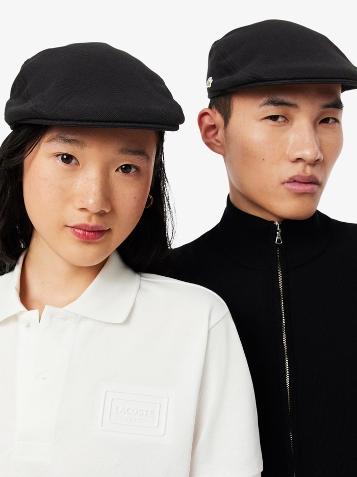 LACOSTE Embroidered Crocodile Petit Piqué Beret Black