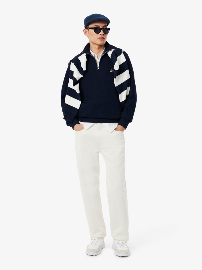 LACOSTE Embroidered Crocodile Petit Piqué Beret Midnight Blue