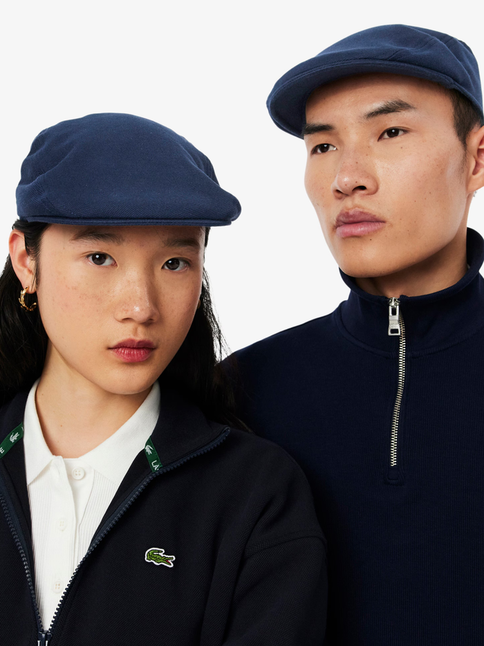 LACOSTE Embroidered Crocodile Petit Piqué Beret Midnight Blue