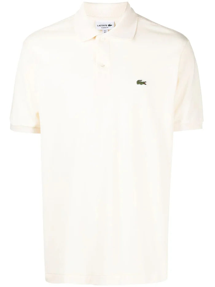 LACOSTE Embroidered Logo Polo Shirt Beige - MAISONDEFASHION.COM