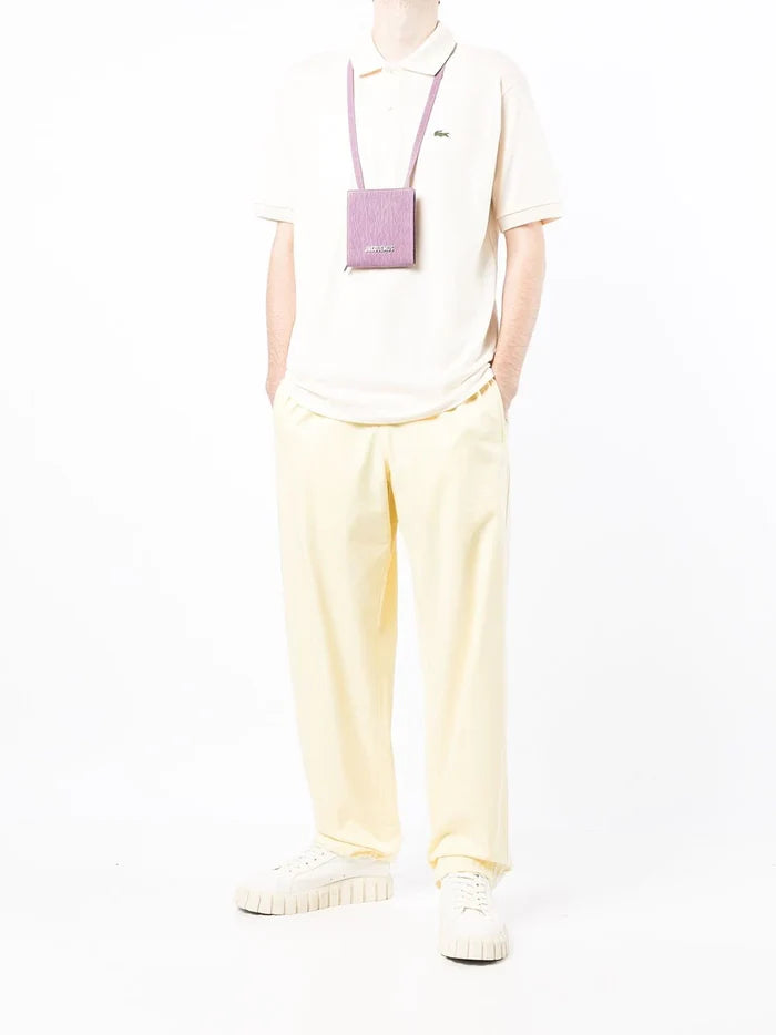 LACOSTE Embroidered Logo Polo Shirt Beige - MAISONDEFASHION.COM