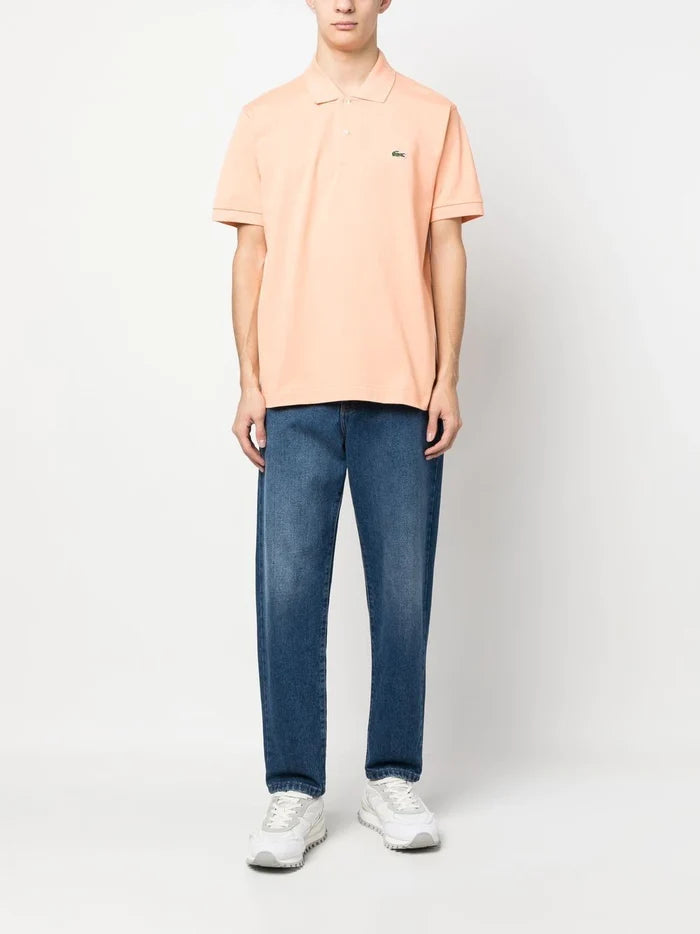 LACOSTE Embroidered Logo Polo Shirt Light Orange - MAISONDEFASHION.COM