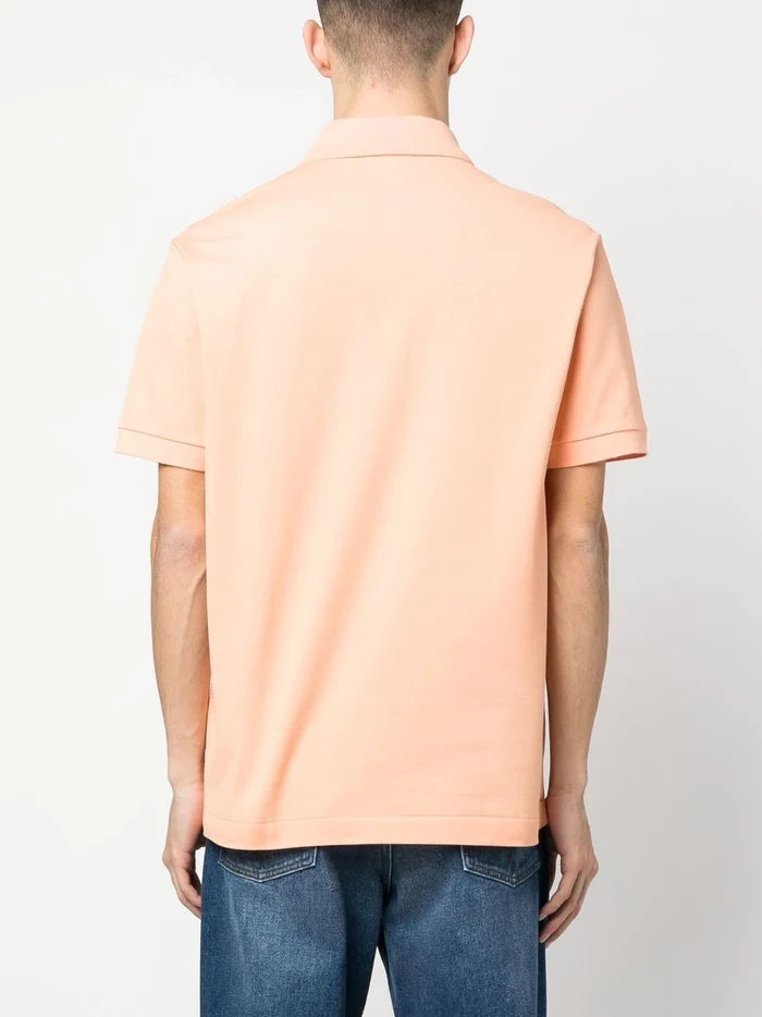 LACOSTE Embroidered Logo Polo Shirt Light Orange - MAISONDEFASHION.COM