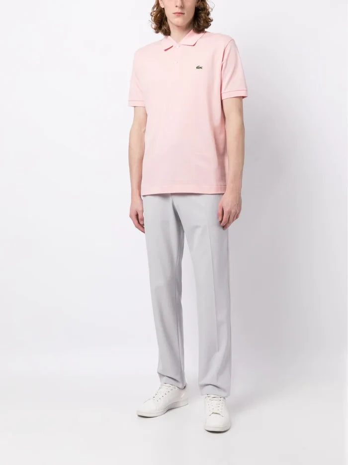 LACOSTE Embroidered Logo Polo Shirt Waterlily Pink - MAISONDEFASHION.COM