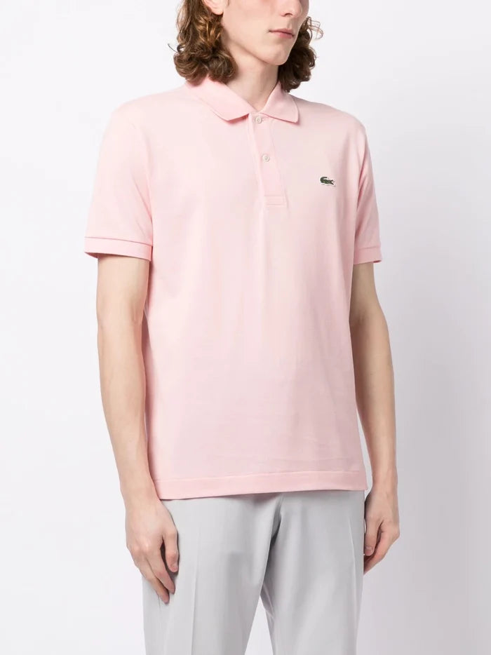LACOSTE Embroidered Logo Polo Shirt Waterlily Pink - MAISONDEFASHION.COM