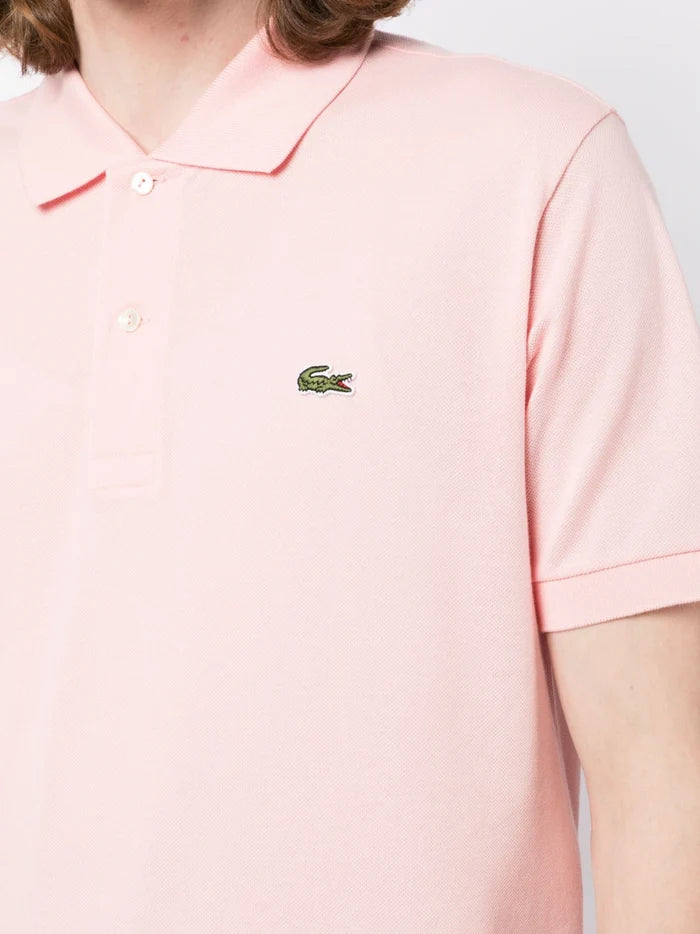 LACOSTE Embroidered Logo Polo Shirt Waterlily Pink - MAISONDEFASHION.COM