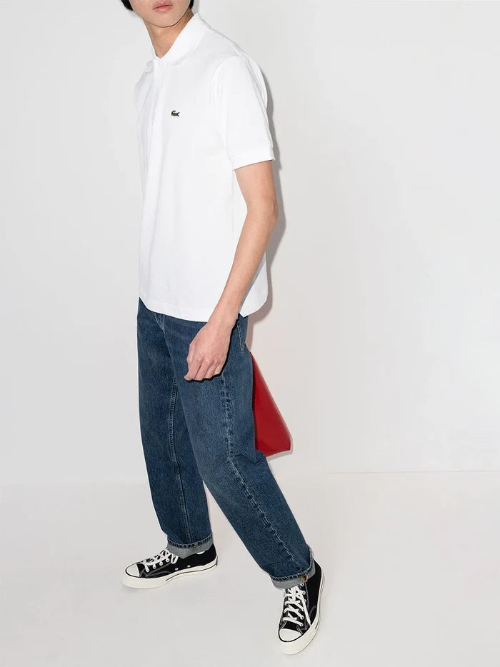 LACOSTE Embroidered Logo Polo Shirt White - MAISONDEFASHION.COM