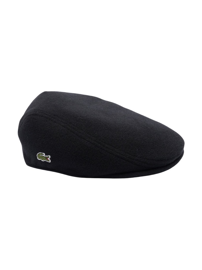 LACOSTE Felted Wool Beret Black - MAISONDEFASHION.COM
