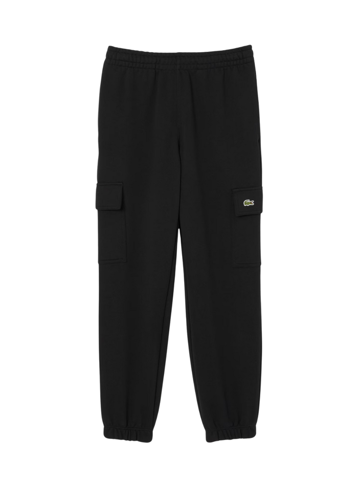 LACOSTE Fleece Cargo Sweatpants Black - MAISONDEFASHION.COM