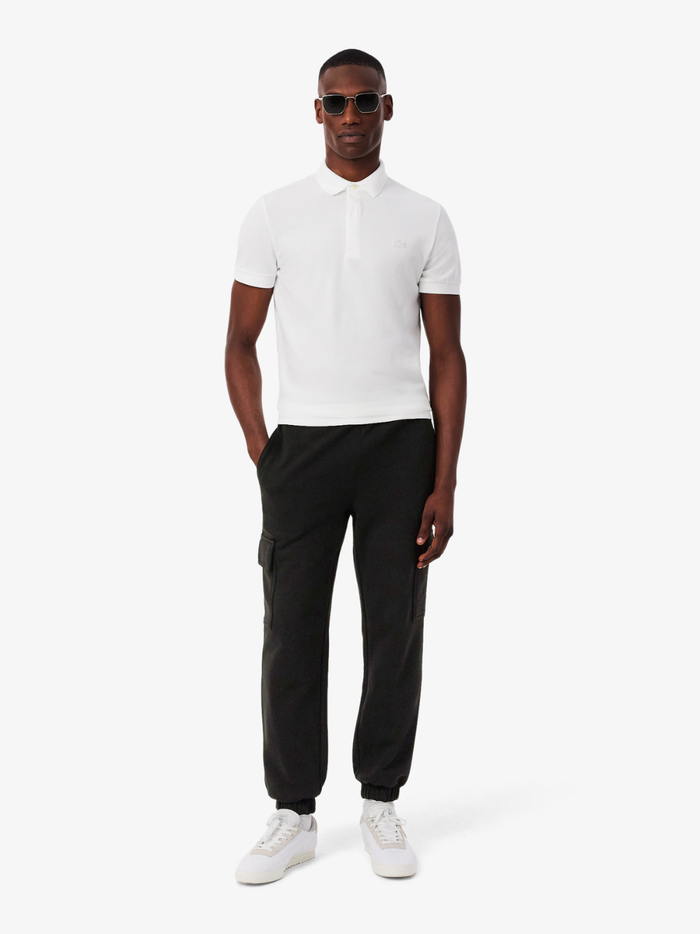 LACOSTE Fleece Cargo Sweatpants Black - MAISONDEFASHION.COM