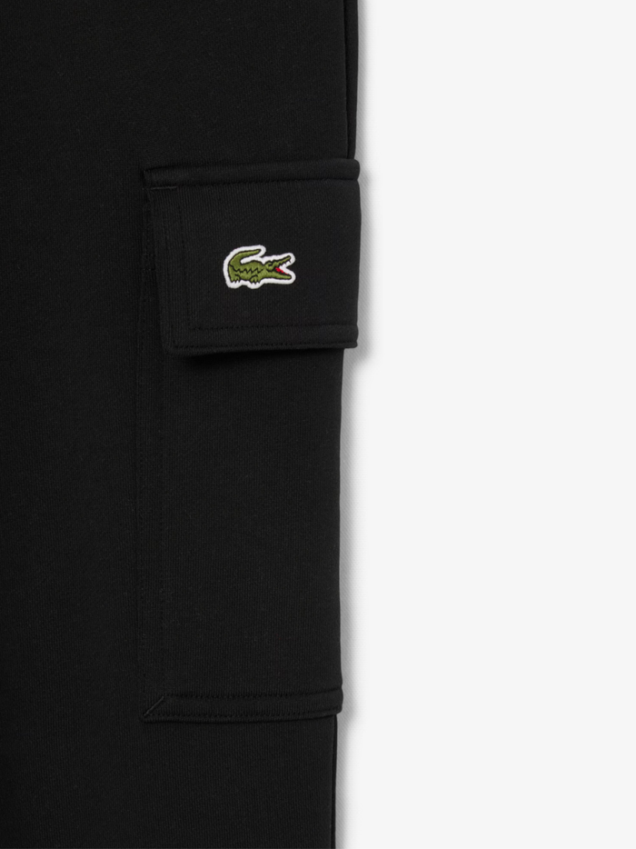 LACOSTE Fleece Cargo Sweatpants Black - MAISONDEFASHION.COM