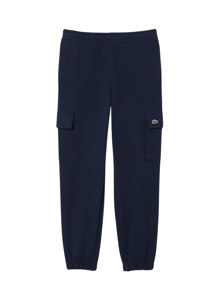 LACOSTE Fleece Cargo Sweatpants Midnight Blue - MAISONDEFASHION.COM