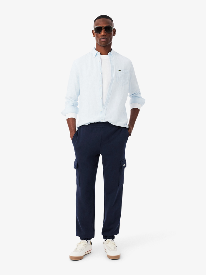 LACOSTE Fleece Cargo Sweatpants Midnight Blue - MAISONDEFASHION.COM