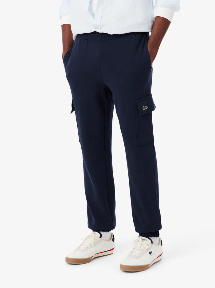 LACOSTE Fleece Cargo Sweatpants Midnight Blue - MAISONDEFASHION.COM