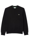 LACOSTE Fleece Crew Neck Sweatshirt Black - MAISONDEFASHION.COM