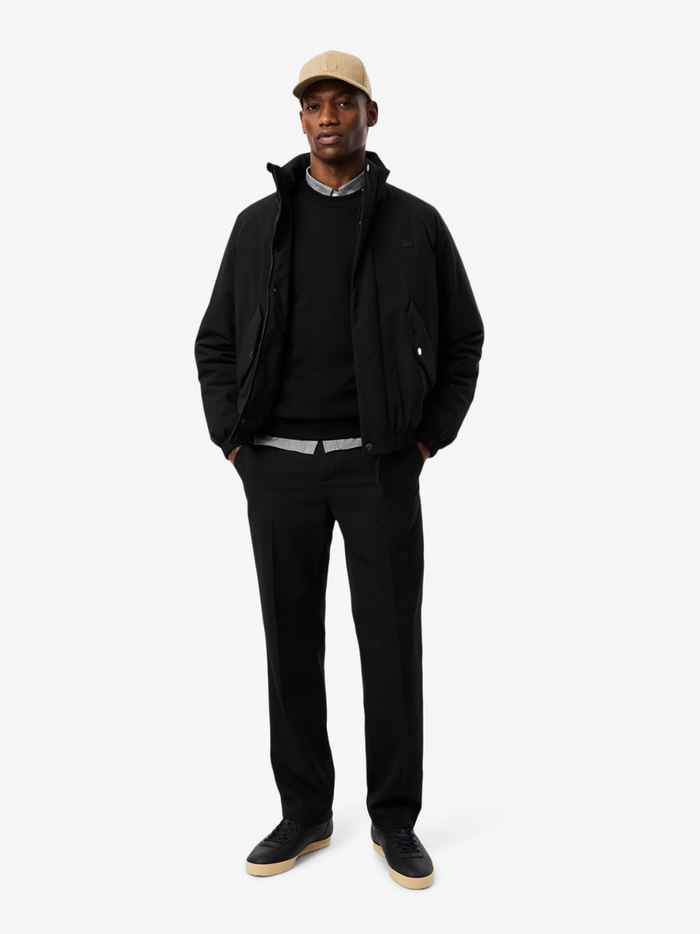 LACOSTE Fleece Crew Neck Sweatshirt Black - MAISONDEFASHION.COM