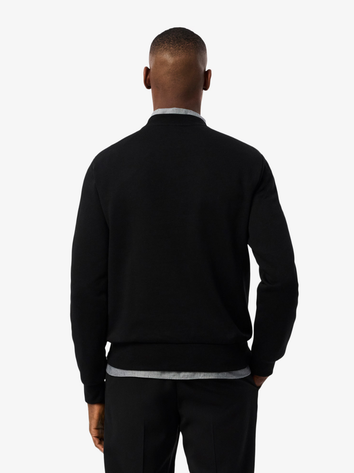 LACOSTE Fleece Crew Neck Sweatshirt Black - MAISONDEFASHION.COM