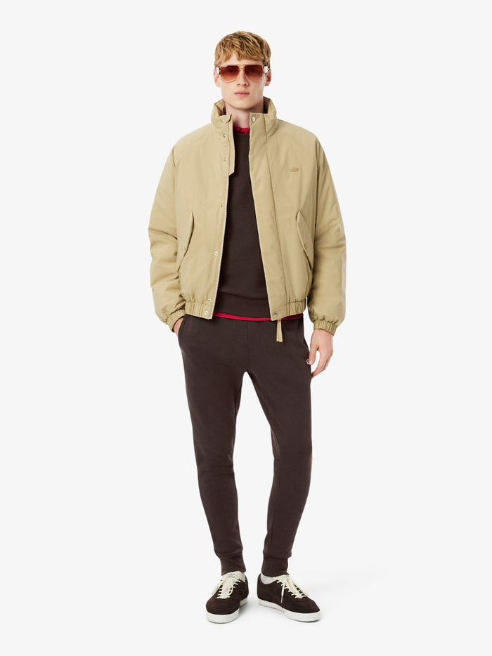 LACOSTE Fleece Crew Neck Sweatshirt Brown - MAISONDEFASHION.COM