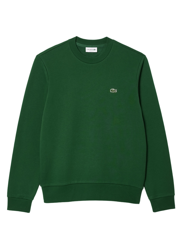 LACOSTE Fleece Crew Neck Sweatshirt Green - MAISONDEFASHION.COM