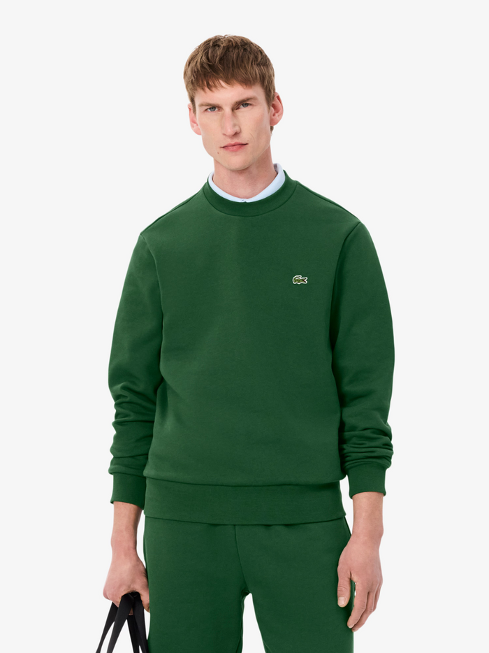 LACOSTE Fleece Crew Neck Sweatshirt Green - MAISONDEFASHION.COM