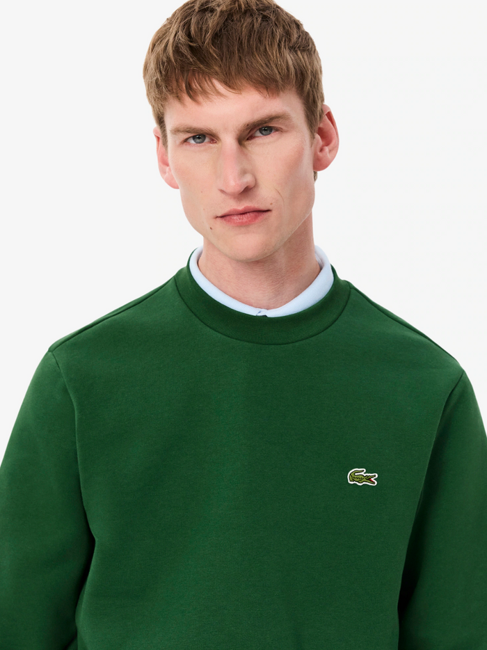 LACOSTE Fleece Crew Neck Sweatshirt Green - MAISONDEFASHION.COM